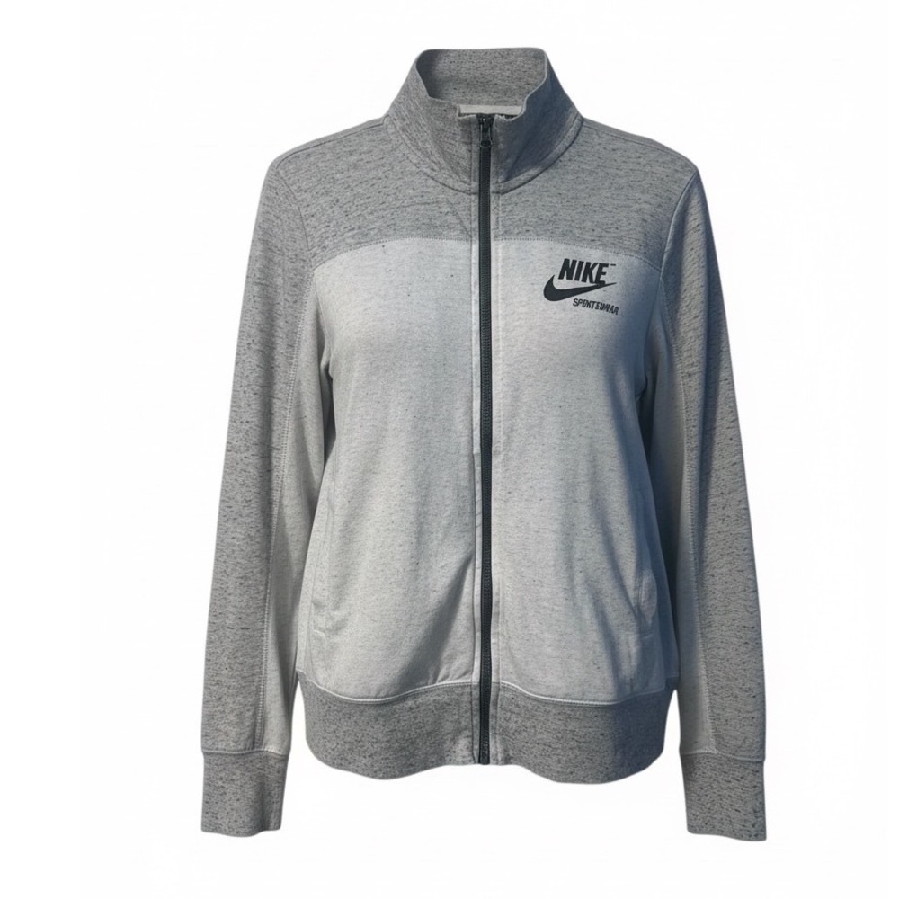 Nike Sportswear Womens Grey Heather Full Zip Track Jacket Mock Neck Size‎ M